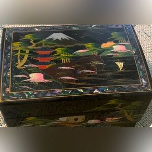 Vintage Japanese Black Lacquer Musical Jewelry Box